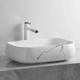 Раковина CR0086 MMW2 накладная, мрамор матовый белый, прямоугольная 565х400х145 Ceruttispa