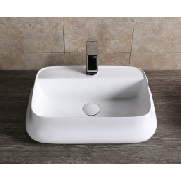 Раковина CR0061 накладная, белая, прямоугольная, с отверстием под смеситель 530х370х135 Ceruttispa