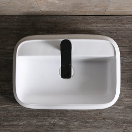 Раковина CR0061 накладная, белая, прямоугольная, с отверстием под смеситель 530х370х135 Ceruttispa