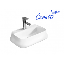 Раковина CR0061 накладная, белая, прямоугольная, с отверстием под смеситель 530х370х135 Ceruttispa