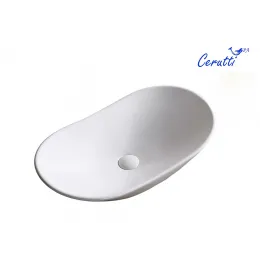 Раковина CR7031B накладная, белая, овал 640х360х140 Ceruttispa