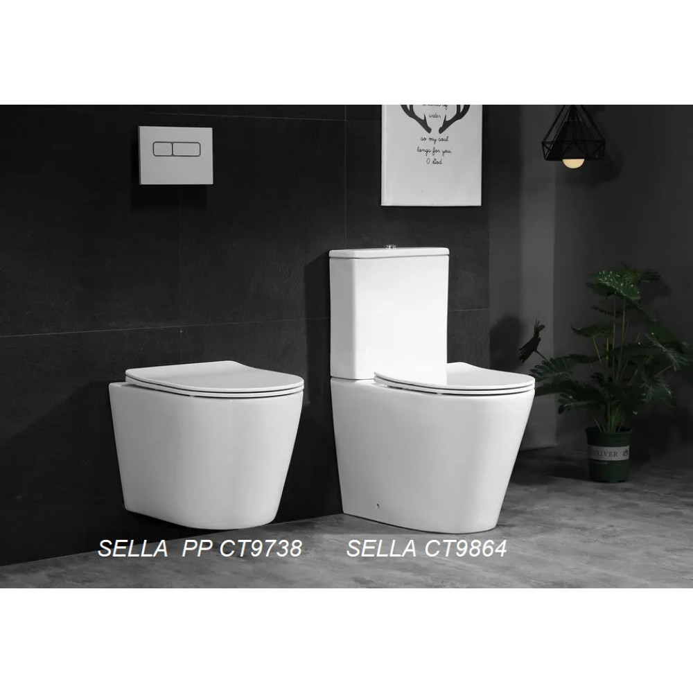 Унитаз SELLA GW напольный безободковый сиденье быстросъемное с микролифтом Ceruttispa (605х370х800)