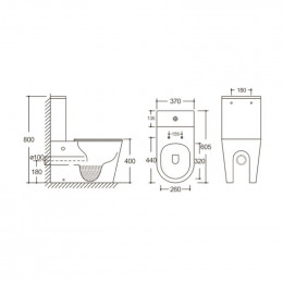 Унитаз SELLA GW напольный безободковый сиденье быстросъемное с микролифтом Ceruttispa (605х370х800)