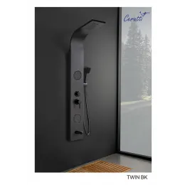 Панель TWIN BK душевая из нержавеющей стали с форсунками Ceruttispa CT9984, цвет черный
