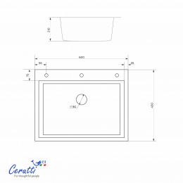 Кухонная мойка Ceruttispa ГЛОРИЯ (GLORIA) 6045B nano black (графит) из нержавеющей стали (600х450х220)