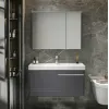 Комплект мебели OGLIO 70 тумба 705х460х510 с зеркалом и двойной раковиной, сифоном и двойным сливным шлангом Ceruttispa