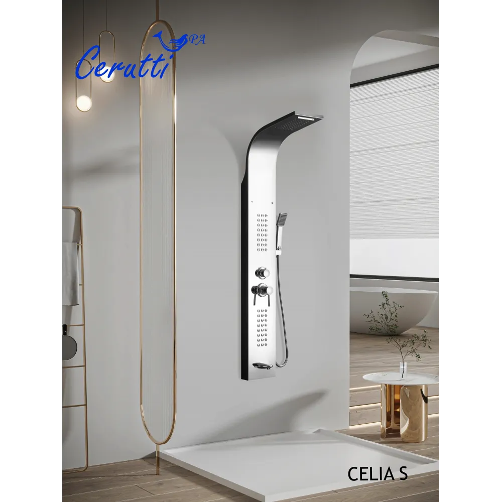 Панель CELIA S душевая из нержавеющей стали с форсунками Ceruttispa CT10403, цвет хром