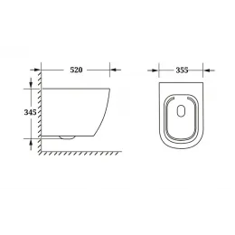 Унитаз CLIO Aria Tornado подвесной безободковый белый со смывом торнадо Ceruttispa CT10582  (525х355х345)