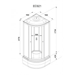 Кабина EC921 душевая PARLY (90х90х215)