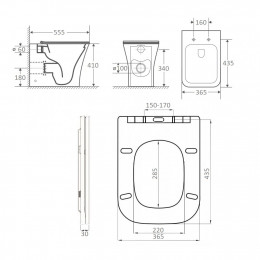 Унитаз MARMOLADA F приставной безободковый Ceruttispa CT8906 (555х365х410)