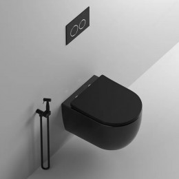 Унитаз OGLIO Aria MB подвесной  безободковый черный матовый, ТЕРМООБЖИГ (не плёнка) CT9239 Ceruttispa (485х365х350)