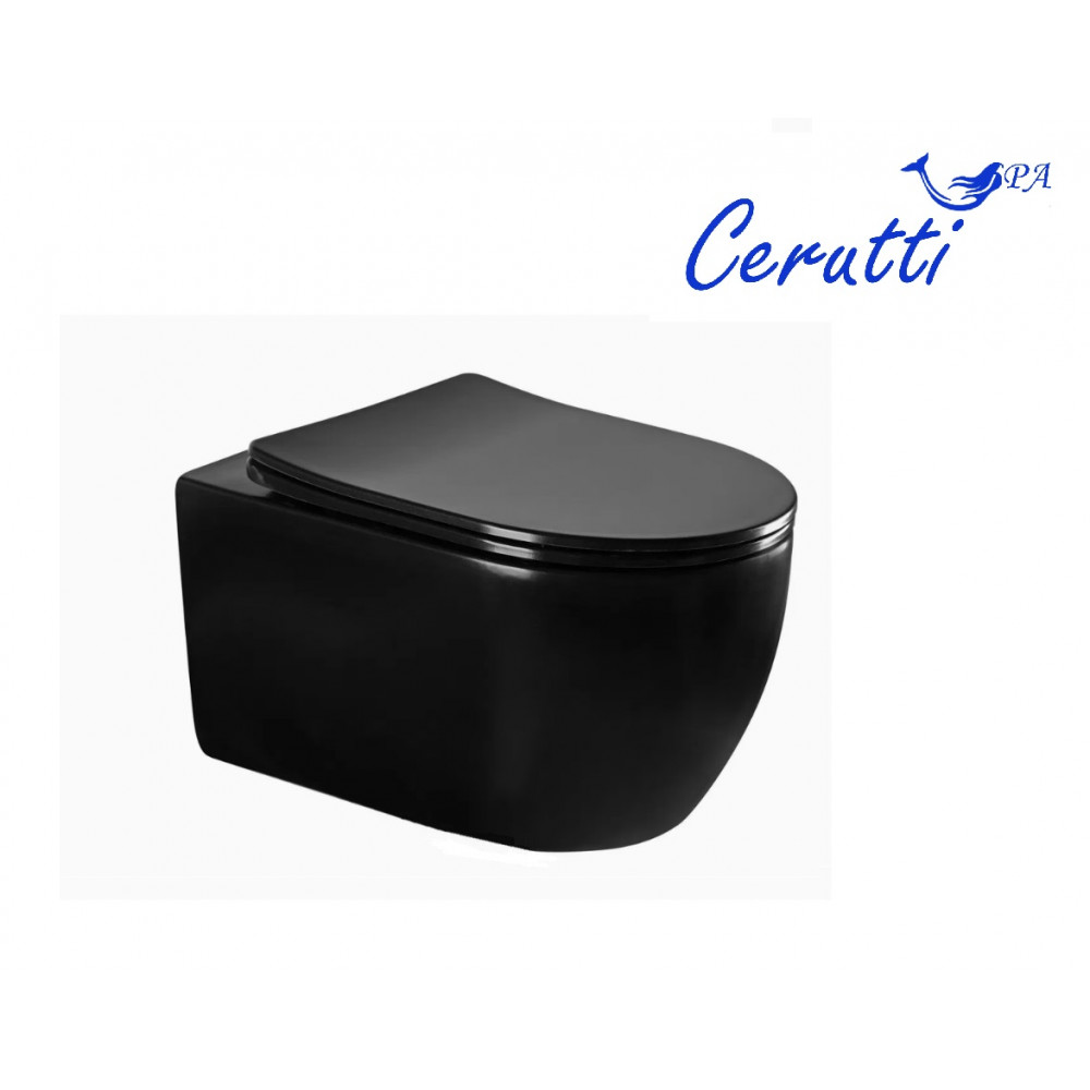 Унитаз OGLIO Aria MB подвесной  безободковый черный матовый, ТЕРМООБЖИГ (не плёнка) CT9239 Ceruttispa (485х365х350)
