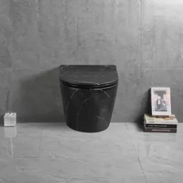 Унитаз SELLA Aria Tornado MMB подвесной безободковый черный мрамор матовый со смывом торнадо Ceruttispa CT9531 (490х370х370)