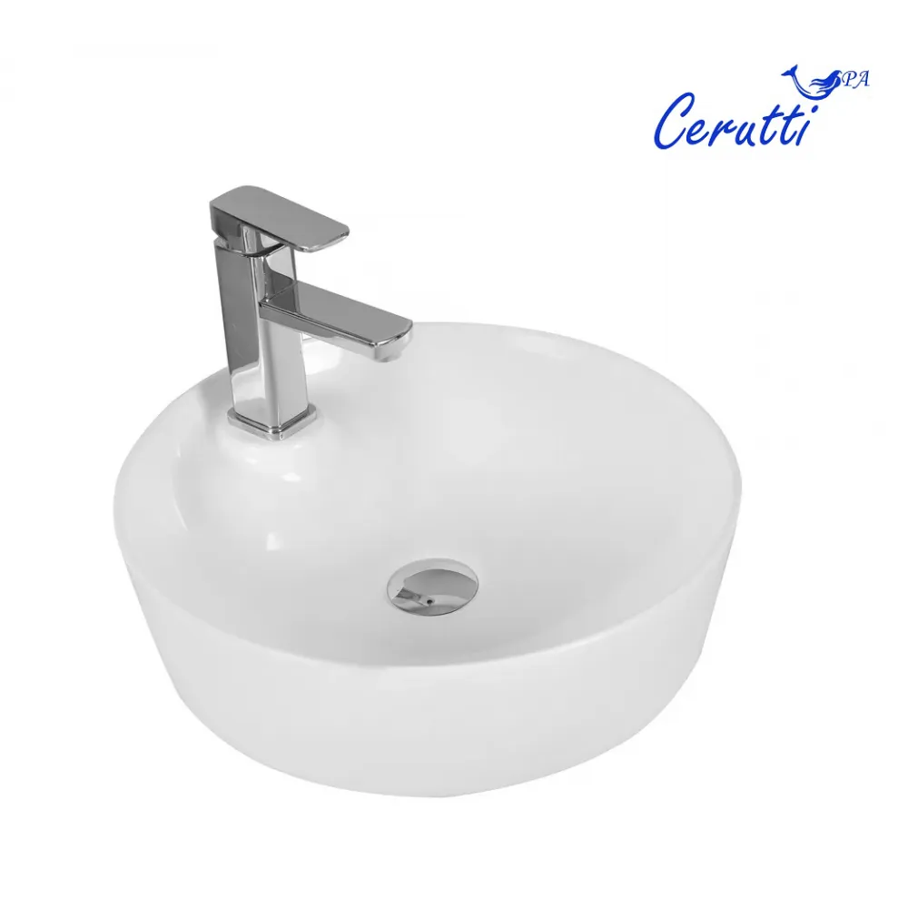 Раковина CR0090 накладная, белая, круглая, с отверстием под смеситель 440х440х130 Ceruttispa