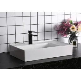 Раковина CR0017 накладная, белая, прямоугольная, с отверстием под смеситель 605х380х120 Ceruttispa