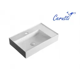 Раковина CR0017 накладная, белая, прямоугольная, с отверстием под смеситель 605х380х120 Ceruttispa