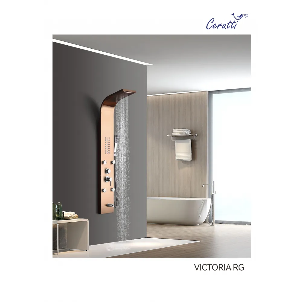 Панель VICTORIA RG душевая из нержавеющей стали с форсунками Ceruttispa CT9977, цвет розовое золото