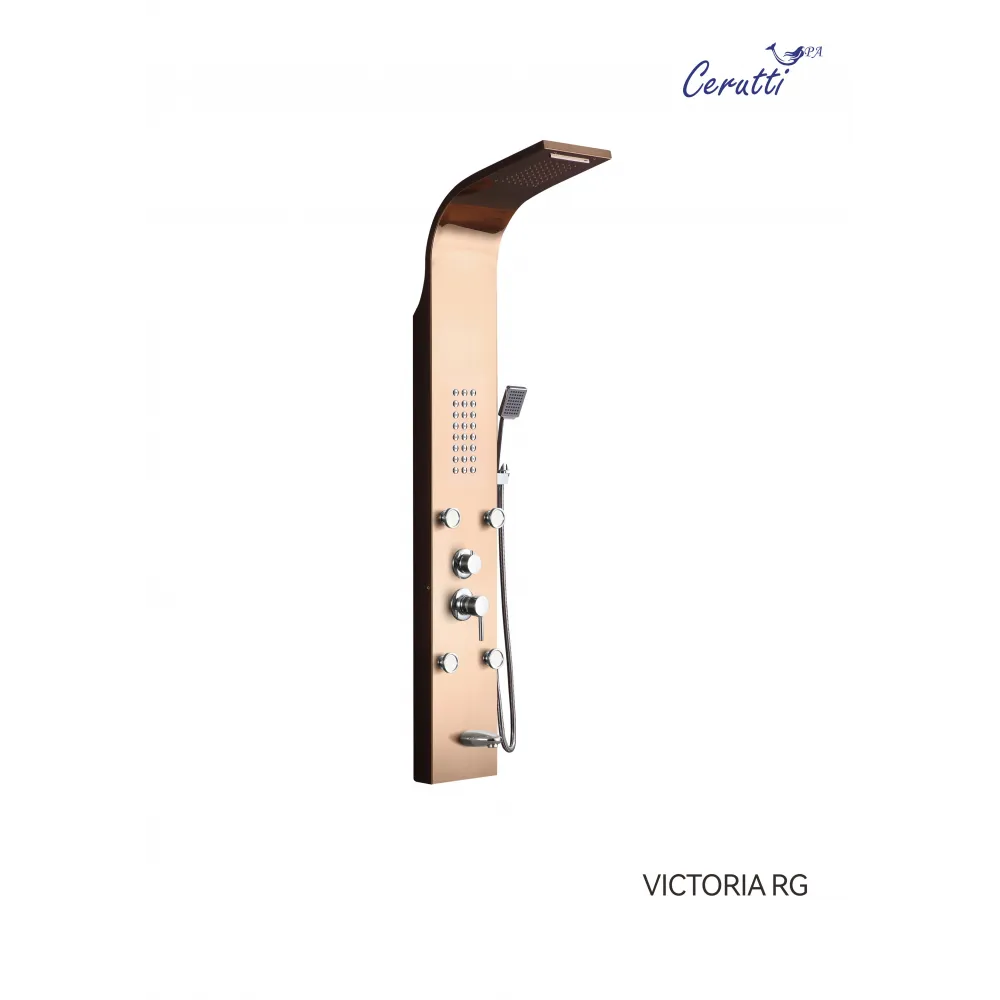 Панель VICTORIA RG душевая из нержавеющей стали с форсунками Ceruttispa CT9977, цвет розовое золото