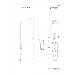 Панель душевая из нержавеющей стали, с форсунками Ceruttispa CT9977, розовое золото, VICTORIA RG