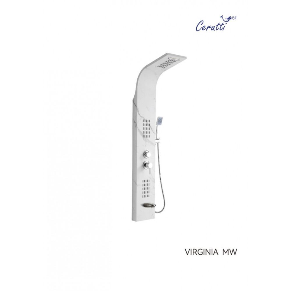 Панель VIRGINIA MW душевая из нержавеющей стали с форсунками Ceruttispa CT9982, цвет белый мрамор