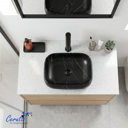 Раковина накладная Ceruttispa CR0086 MMB1 (565х400х145) мрамор матовый черный, прямоугольная