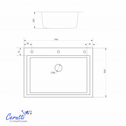 Кухонная мойка Ceruttispa ГЛОРИЯ (GLORIA) 7050 nano embos (матовый хром) из нержавеющей стали (700х500х220)