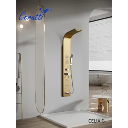 Панель CELIA G душевая из нержавеющей стали с форсунками Ceruttispa CT10404, цвет золото