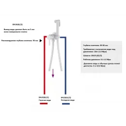 Душ BRAIES W CK-P07W гигиенический со смесителем из латуни BOCH MANN, с шлангом 120 см, цвет БЕЛЫЙ