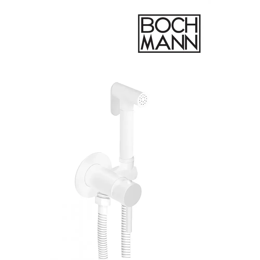 Душ BRAIES W CK-P07W гигиенический со смесителем из латуни BOCH MANN, с шлангом 120 см, цвет БЕЛЫЙ