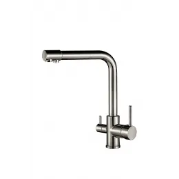 Смеситель LAURA BN из нержавеющей стали для кухни BOCH MANN, с краном под фильтр, цвет МАТОВЫЙ НИКЕЛЬ