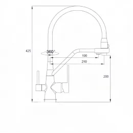 Смеситель ELSE B из нержавеющей стали  для кухни BOCH MANN, с краном под фильтр, цвет ЧЕРНЫЙ