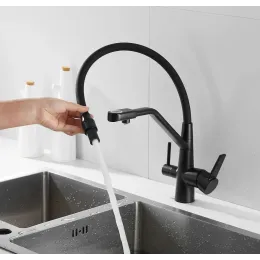 Смеситель ELSE B из нержавеющей стали  для кухни BOCH MANN, с краном под фильтр, цвет ЧЕРНЫЙ