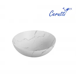 Раковина CR3301MWM2 накладная, мрамор матовый белый, круглая, 400х400х140 Ceruttispa