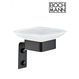 Мыльница CR-D01-04MB стеклянная с держателем из нержавеющей стали BOCH MANN, цвет черный