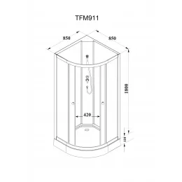 Душевая кабина без крыши PARLY TMF911 (85х85х190) матовое стекло