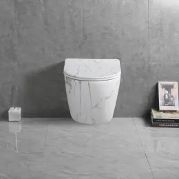 Унитаз SELLA Aria Tornado MMW подвесной безободковый белый мрамор матовый со смывом торнадо Ceruttispa CT9532 (490х370х370)