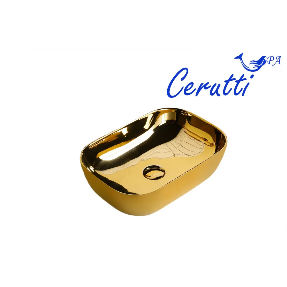 Раковина CR0078B накладная, золото, прямоугольная 460х330х135 Ceruttispa