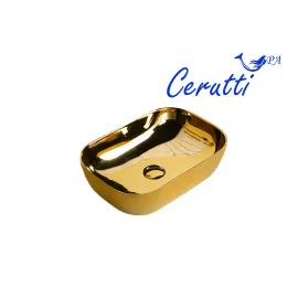 Раковина CR0078B накладная, золото, прямоугольная 460х330х135 Ceruttispa