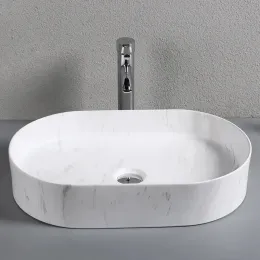 Раковина CR0055B MMW1 накладная, мрамор матовый белый, овальная 500х350х120 Ceruttispa