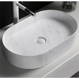 Раковина CR0055B MMW1 накладная, мрамор матовый белый, овальная 500х350х120 Ceruttispa