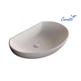 Раковина CR7074 накладная, белая, асимметричная 610х410х160 Ceruttispa