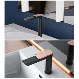 Смеситель COMO BG XL для раковины BOCH MANN BM9632 высокий, ЧЕРНЫЙ матовый, ручка цвет ЗОЛОТО