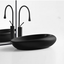 Смеситель TROPFEN B XL для раковины, BOCH MANN BM9634  высокий ЧЕРНЫЙ матовый