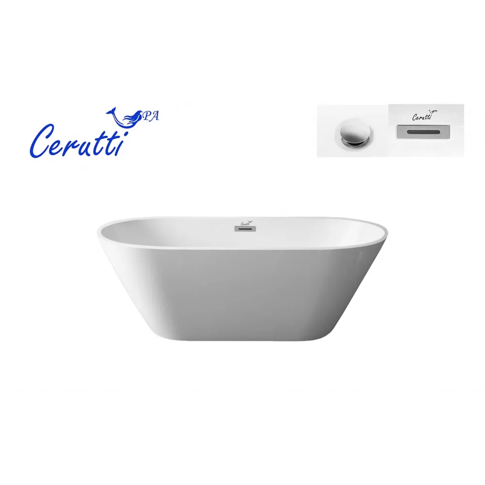 Ванна d'ISEO160 акриловая отдельностоящая, белая, со сливом-переливом Ceruttispa  (1600x750x560)