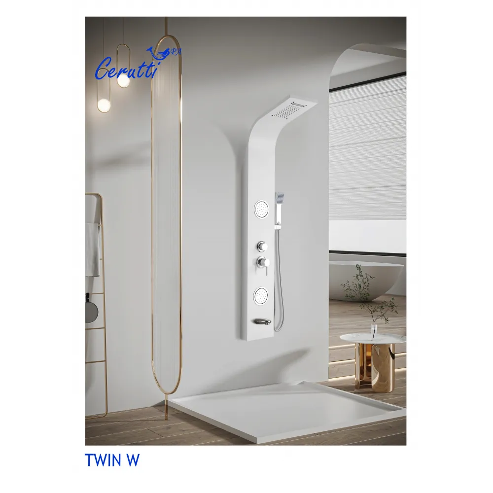 Панель TWIN W душевая из нержавеющей стали с форсунками Ceruttispa CT9985, цвет белый