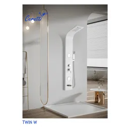 Панель TWIN W душевая из нержавеющей стали с форсунками Ceruttispa CT9985, цвет белый