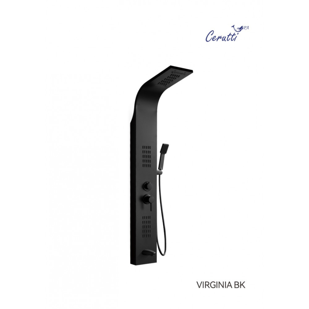 Панель VIRGINIA BK душевая из нержавеющей стали с форсунками Ceruttispa CT9989, цвет черный