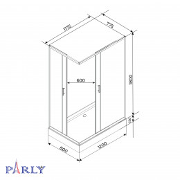 Душевой уголок с поддоном PARLY ZQ121B (120х80х195)