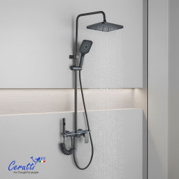 Душевая стойка Ceruttispa АРРИГО (ARRIGO) цвет графит, с LED подсветкой