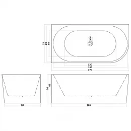 Ванна AMI L акриловая отдельностоящая  Ceruttispa (1700x750x560)